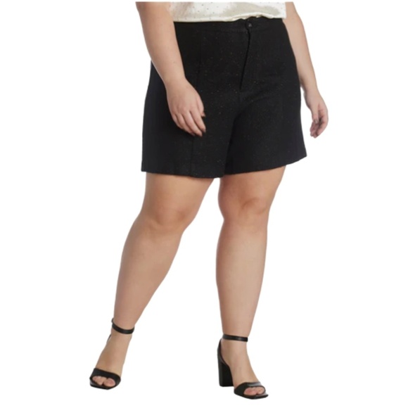 NWT 1.STATE Front Seam Dressy Tweed Shorts in Black/Gold - Picture 1 of 5